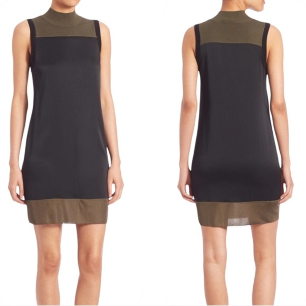Rag & Bone Vivienne Colorblock Shift Dress Olive Black Sleeveless‎ Size S